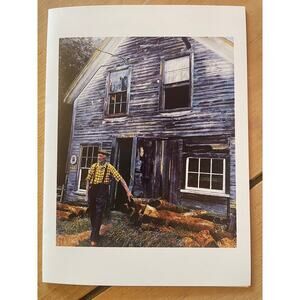Beautiful Vintage Greeting Card w/ Envelope. MAINE. "Robin @ his workshop" Cabin
